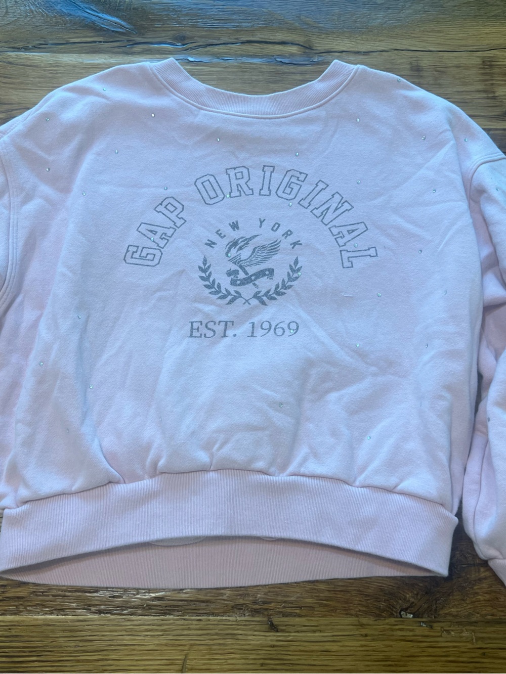 GAP Light Pink Sparkle Logo Crewneck Sweatshirt